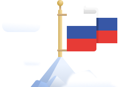 Российский флаг на вершине горы
